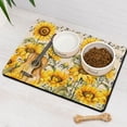 thumbnail image 3 of Artistic Retro Sunflower Dog Food Pad - Waterproof Non-Slip Pet Mat with Rustic Floral Design, Large Size, 3 of 5