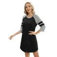 thumbnail image 2 of WBQ Women's Nightgown, Raglan 3/4 Short Sleeve Sleep Shirt Crew Neck Nightshirts Loose Comfy Pajamas Dress Casual Sleepwear Black S-2XL, 2 of 9