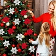 thumbnail image 4 of 24PCS Christmas Poinsettia Artificial Flowers Decorations 5" Christmas Tree Wreaths Garland Decoration Glitter Flowers Picks Decor for Xmas New Year Wedding Party Ornaments, 4 of 6