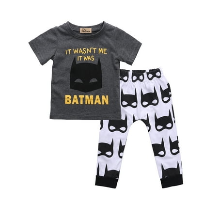 

Batman Newborn Baby Boys Short Sleeve T-shirt Tops Pants Outfits Clothes Set