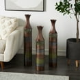 thumbnail image 3 of DecMode 34", 31", 28"H Tall Ombre Bronze Metal Vase with Laser Cut Antefix Design, Set of 3, 3 of 15