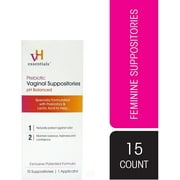 vH Essentials pH Balanced Prebiotic Vaginal Suppositories, 15 count, Pack of 2