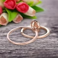 thumbnail image 2 of Bridal Set 8x6mm Oval Cut Gemstone 2.50 Carat Morganite Engagement Ring Wedding Ring On 10k Rose Gold Anniversary Gift Glaring Staggering Ring, 2 of 6