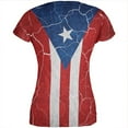 thumbnail image 2 of Distressed Puerto Rican Flag All Over Juniors T Shirt, 2 of 2