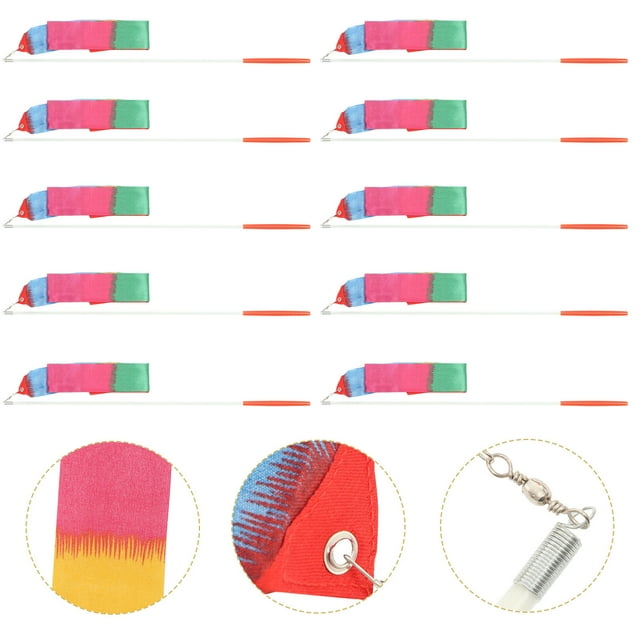 OUNONA 10Pcs Young Childrens Dance Ribbons Multi Colored For Artistic Gymnastics And Parade Band