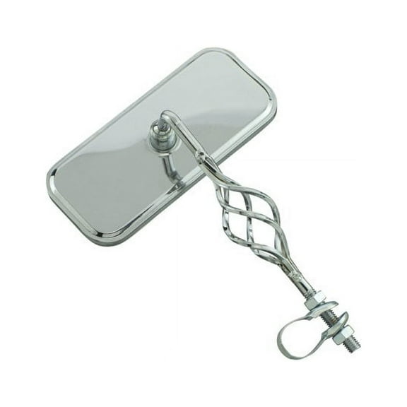 Lowrider Classic Rectangle Cage Twisted Bike Mirror Chrome, No Reflectors