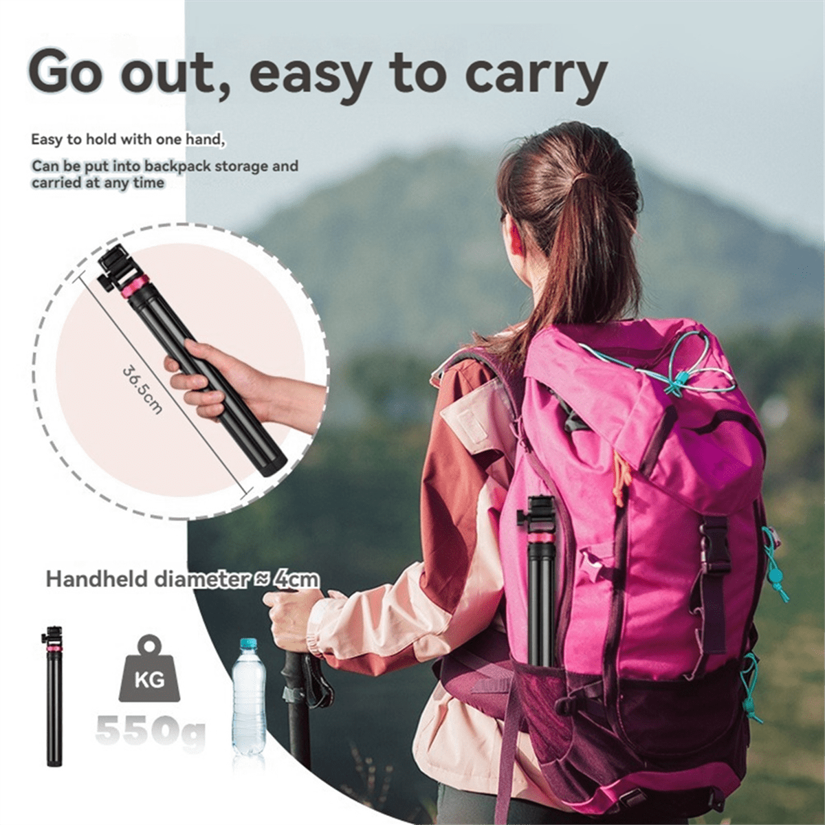 Extendable Tripod Portable Adjustable Light Stand with 1/4 Screws Camera Phone Tripod for Traveling
