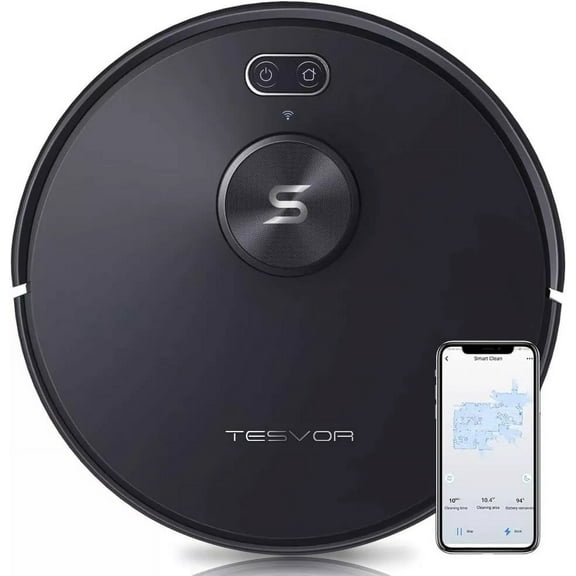 Tesvor Robot Vacuum Cleaner, S6 Robotic Vacuum with Lidar Navigation, 2700Pa Powerful Suction, No-go Zone, Wi-Fi, Self-Charging, Ideal for Pet Family, Hard Floors to Medium-Pile Carpets