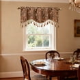thumbnail image 2 of VOGOL Brown Classic Damask Valance with Beaded Fringe, 52x18 Inch Rod Pocket Luxury Window Treatment for Living Room or Study, 2 of 6
