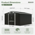 thumbnail image 3 of Aoxun 11.9x9.5 ft Outdoor Storage Shed, Galvanized Metal Shed with Lockable Door, Air Vents for Garden, Backyard, Black, 3 of 7