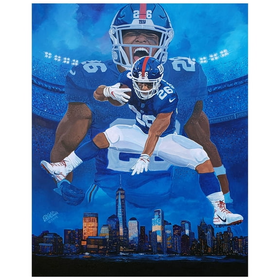Saquon Barkley New York Giants "Sky's The Limit" Deacon Jones Foundation 28'' x 36'' Fine Art Printed Canvas by Edgar