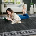 thumbnail image 2 of Garvee 8'x10' Modern Area Rug Solid Bordered Rugs, Washable Geometric Neutral Accent Carpet with Non-Slip Backing, Low Pile Stain-Resistant Rug for Living Room Dining Room Home Office, Black, 2 of 8