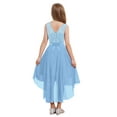 thumbnail image 5 of Yartina Kids Girls Sleeveless Junior Bridesmaid Dresses Floral Lace Chiffon Flower Girl High-Low Light Blue 6, 5 of 7