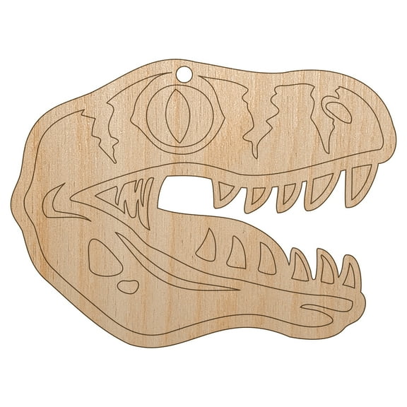 Velociraptor Dinosaur Head Wood Holiday Christmas Tree Ornament Unfinished DIY Pre-Drilled Craft