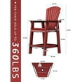 thumbnail image 6 of Wulful Tall Adirondack Chair Set w/ 2 Outdoor Barstools and Connecting Tray for Patio Umbrella, Red, 6 of 6