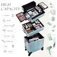 thumbnail image 3 of 3 in 1 Rolling Makeup Case Professional  Cosmetic Train Case Organizer Lockable Cosmetology Trolley, 3 of 7