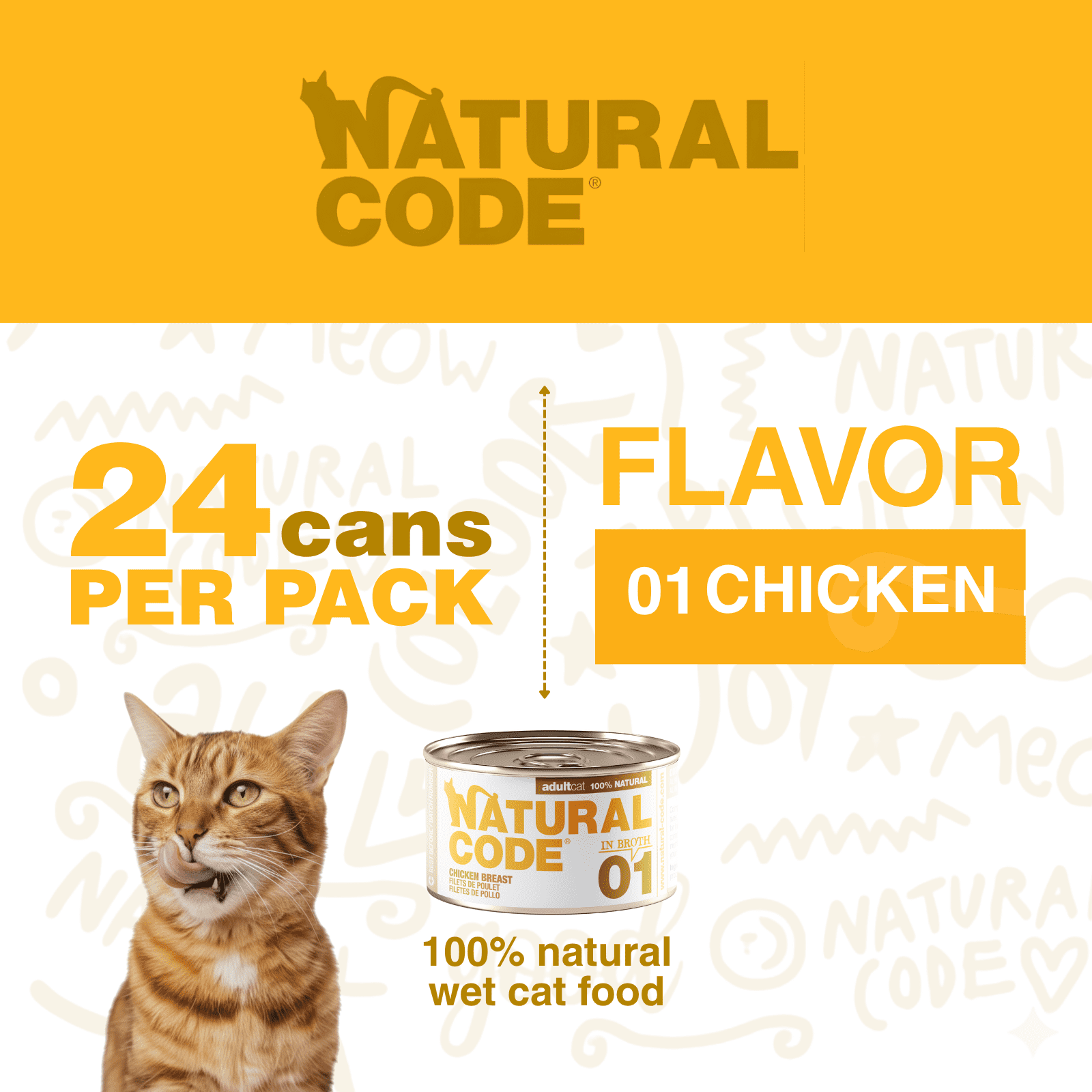 Natural Code - Wet Cat Food, Limited Ingredient Cat Food, High-Protein, Non-GMO, No Artificial Additives, Made In Italy, Chicken in Broth for Adult Cats (3 oz, 24 Pack)