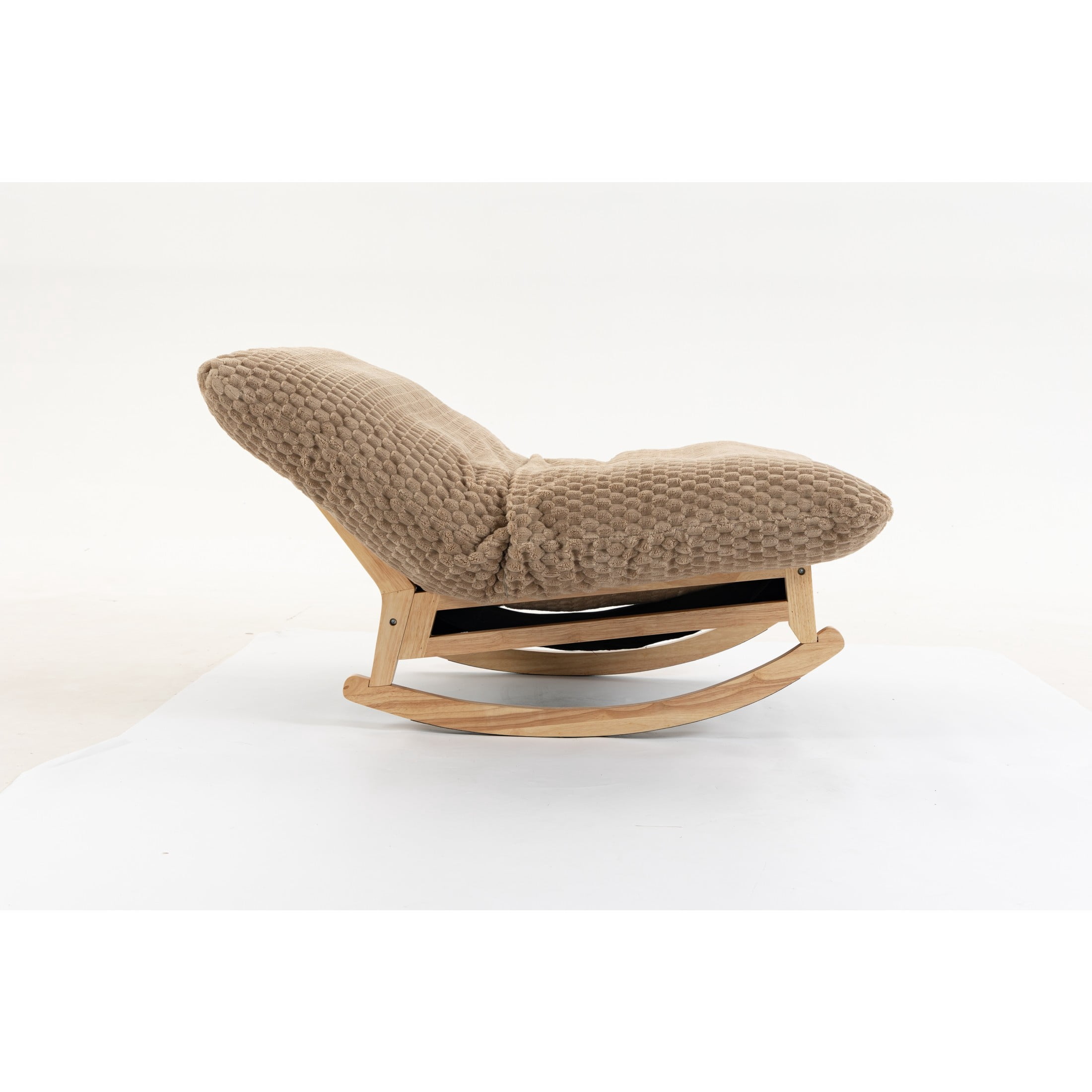 GDF Studio Alaric Corduroy Bean Bag Rocking Chair with Solid Wood Frame, Lazy Sofa for Living Room, Bedroom, Khaki