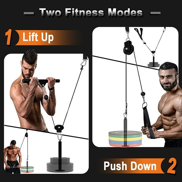 Fitness lat and lift online pulley pull up system