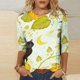 thumbnail image 2 of Camiseta holgada estampada a la moda para mujer, blusa de manga 3/4 de longitud media, Tops informales con cuello redondo Fridja  fjkfkj1275, 2 of 5