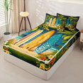 thumbnail image 2 of Castle Fairy Night Tropical Surfboard Zipper Twin Comforter Sets with Fitted Sheet and 2 Pillowcases,Plumeria Palm Beach Print Zipper Bedding Set,Navy Orange,Navy Blue Reversible,4-Piece, 2 of 6