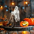 thumbnail image 6 of Halloween Ornaments Ghost Resin Decor Ghost Witch Decorative Ornament Halloween Standing Cute Ghost Statues White Spooky Cute Ghost Statue for Home Decor Indoor Shelf Table Decor, 6 of 7