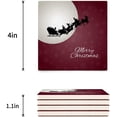 thumbnail image 3 of ZHANZZK Santa Reindeer in Sledge Flying Dark Magical Starry Night Full Moon Pattern Set of 6 Coaster Drinks, Absorbent Ceramic Stone Coasters Cup Mat Cork Base Coffee Table Bar Decor, 3 of 4