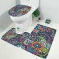 thumbnail image 2 of Blue Pioneer Flower and Paisley Pattern Bathroom Rugs Sets 3 Piece,Toilet Cover Set,Absorbent Non Slip Bathroom Mats Sets with U-Shaped Contour Rug Toilet Rug Set, 2 of 5