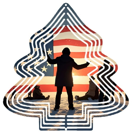 Metal Hanging Christmas Tree Wind Decorations – Unique Garden Spinners with Patriotic Silhouette Design for Yard and Garden Decor Metal Hanging Christmas Tree Wind Decorations – Unique Garden Spinners with Patriotic Silhouette Design for Yard and Garden Decor