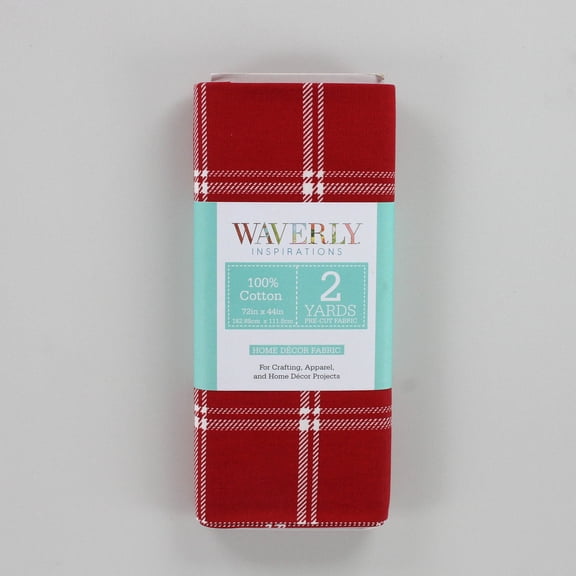 Waverly Inspirations 2 Yard Cut 100% Cotton Print Plaid Fabric, Red, 44" Wide for Home Decor Projects & Sewing