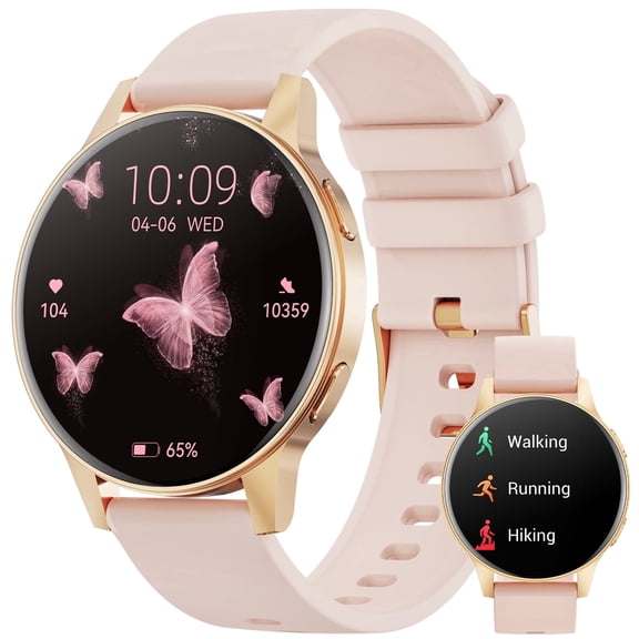 2026 New Smart Watch fits for Android and Iphone, 1.27" Smartwatch, Answer/Make Calls/100 Sports Modes/Message Reminder,IP68 Waterproof Fitness Tracker for Women, Gold
