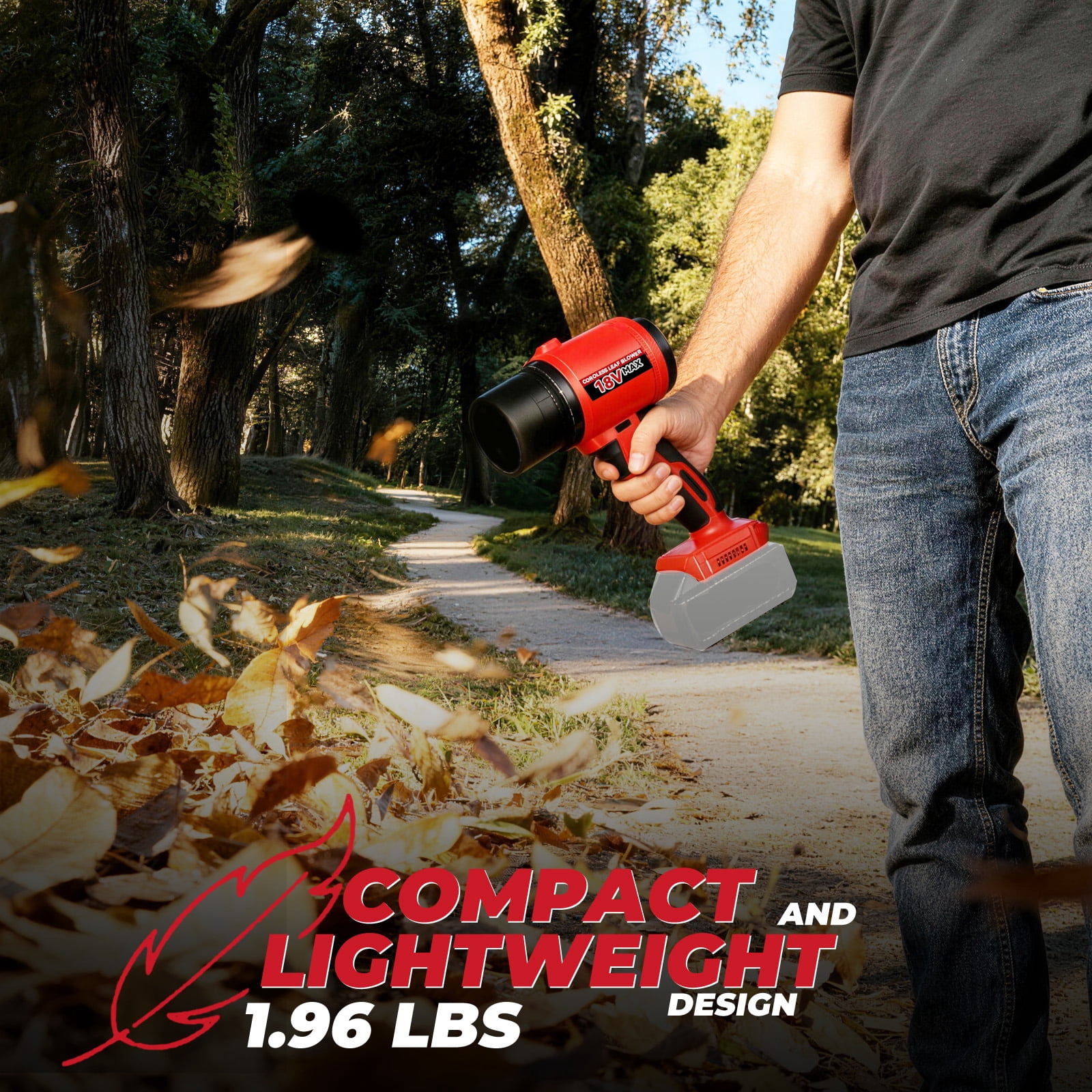 Cordless Leaf Blower for Milwaukee m18 Battery, 720-CFM 180-MPH Handheld Electric Dust Blower with Light, Battery Powered Leaf Blowers for Keyboards Patio Rain Snow Removal (Battery Not Included)