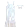 thumbnail image 3 of Miaeowve Toddler Baby Girls Retro 70s Outfit Disco Flared Jumpsuit Sleeveless Sparkly Bodysuit Ivory 6-12M, 3 of 7