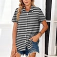 thumbnail image 4 of Dwralegc Womens Short Sleeve Tunic Blouse V Neck Button Down Shirts Business Work Dressy Clothing Casual Summer Spring Solid Color Short Sleeve Tops Black M, 4 of 5