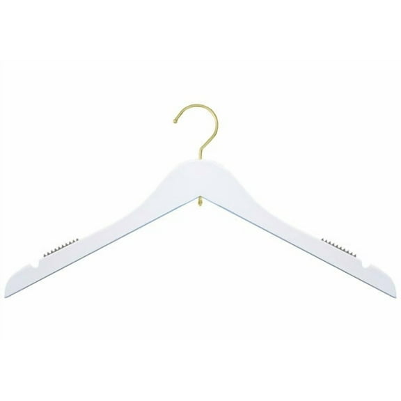 NAHANCO Wooden Bridal Reinforced Shirt Hanger, 17" - High Gloss White /25 Count.
