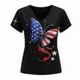 thumbnail image 3 of Conairie Womens Patriotic T Shirts Loose Crew Neck Short Sleeve 4th of July Shirt With Butterfly Print Holiday Commemorative Tops Black L, 3 of 3