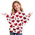 thumbnail image 4 of Valentine Hoodies For Kids Long Sleeve Heart Print Pullover Tops Casual Loose Sweatshirts With Pocket (13 Years, Red-A), 4 of 6
