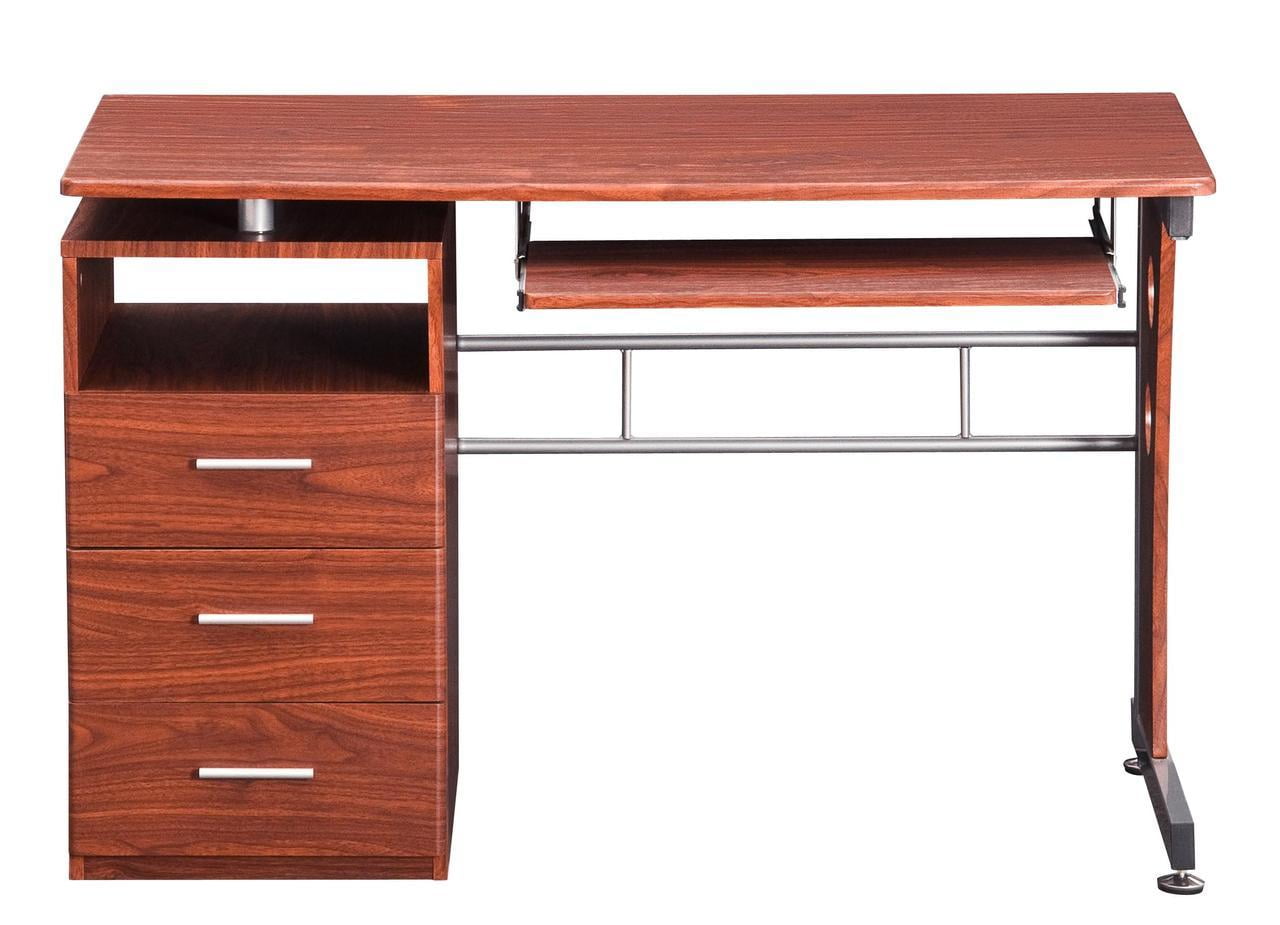 Techni Mobili Computer Desk with Ample Storage, Mahogany