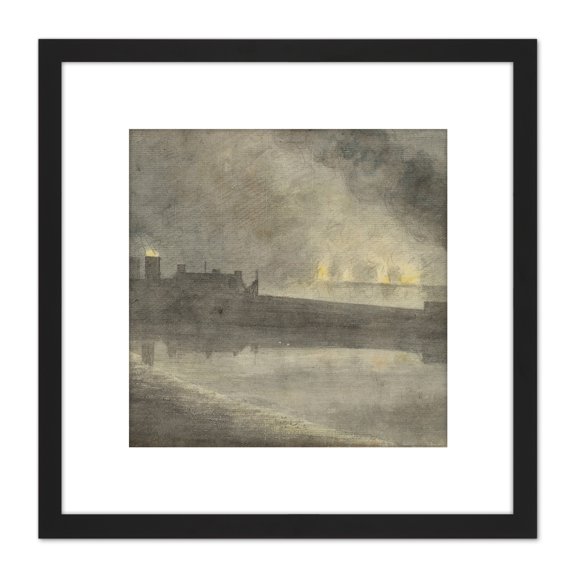 Malchair Foundry At Canon Painting 8X8 Inch Square Wooden Framed Wall Art Print Picture with Mount