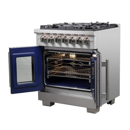 Forno Appliances - Capriasca 4.32 Cu. Ft. Freestanding Dual Fuel Range with French Doors and Convection Oven - Stainless Steel