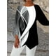 thumbnail image 1 of Camiseta holgada de manga de nueve cuartos para mujer, Tops con estampado 3D, cuello redondo, ropa informal Irregular, 1 of 3