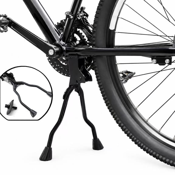 Renyuanyuan Bicycle Kickstand, Double Leg Side Stand, Heavy Duty with Spring Center, Universal Fit for Adult Bikes, Black