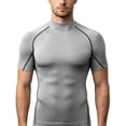 thumbnail image 2 of Yaoyar Mens Mock Neck Compression Tee, Short Sleeve Slim Fit Breathable Athletic Workout Base Layer Shirts, 2 of 6
