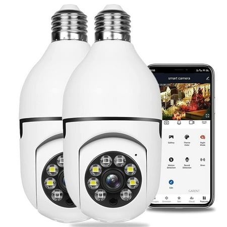 

Light Bulb Security Camera 2 Pack Wireless WiFi Security Camera 1080p 2.4GHz WiFi Smart 360 Surveillance Camera with Real-time Motion Detection for Indoor and Outdoor