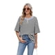 thumbnail image 2 of Top Holgado de Corta con Estampado de Rayas de Colores para Mujer, Rayas Blancas y Negras, Talla XL, 2 of 6