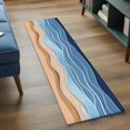 thumbnail image 5 of Blue Beige Ombre Kitchen Runner Rug 2x6 Washable Runners for Hallway Non Slip Moire Modern Geometric Aesthetics Large Area Rug Indoor Floor Carpet for Bathroom Laundry Entryway Bedroom Living Room, 5 of 8