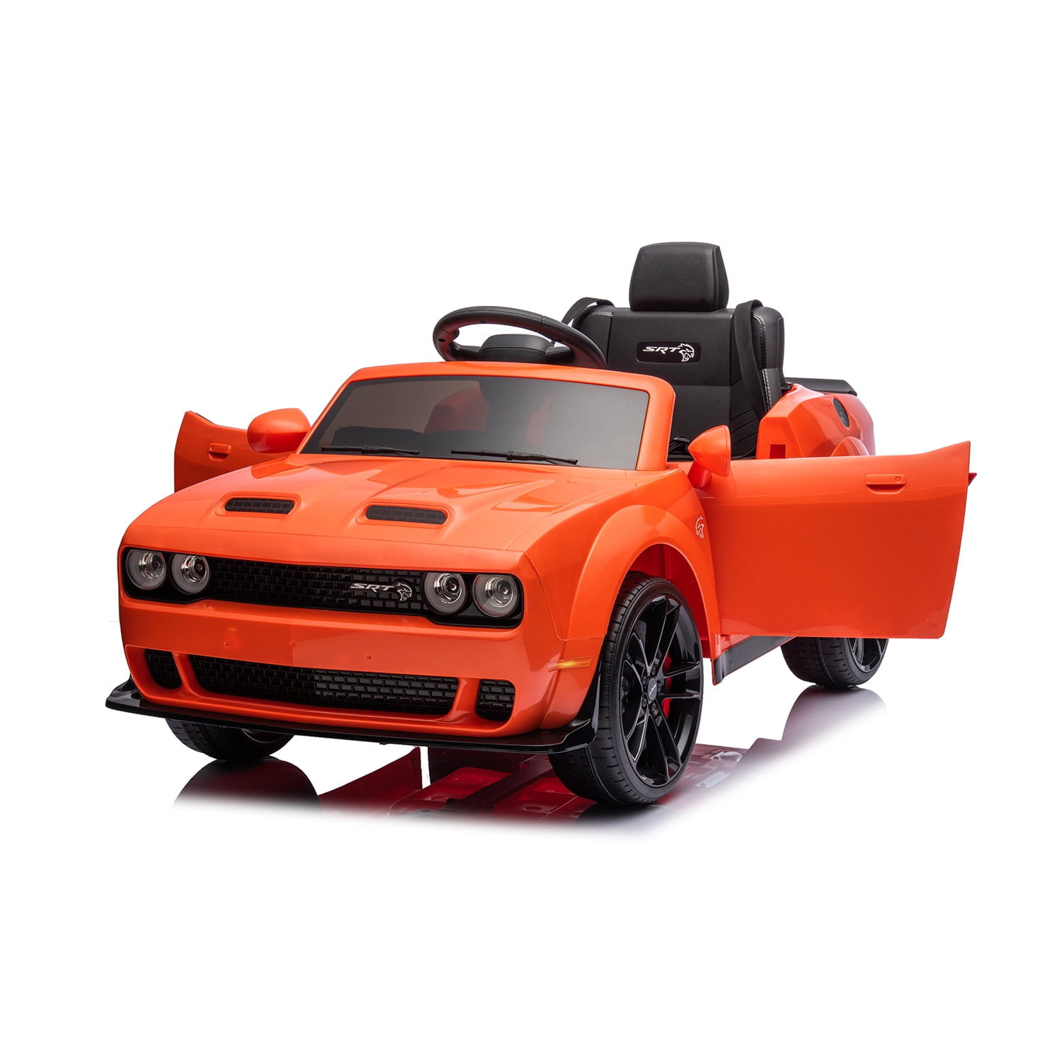 CIPACHO 12V Electric Cars for Kids, Licensed DODGE Challenger Ride On Car, Remote Control Truck Car for Boys Girls, Battery Powered Kids' Vehicles with LED Lights, Orange