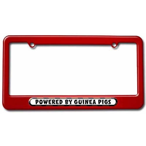 Powered By Guinea Pigs License Plate Tag Frame, Multiple Colors