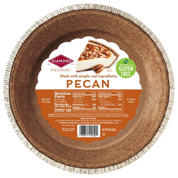 Pack Of 3 Diamond of California Pecan Pie Crust, 6 oz (Package May Vary)
