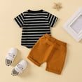 thumbnail image 4 of TAIAOJING Toddler Boys Summer 2PCS Outfit Sets Short Sleeve Striped Prints Tops Shorts 2PCS Outfits Clothes Set For Children Clothes 18-24 Months, 4 of 7